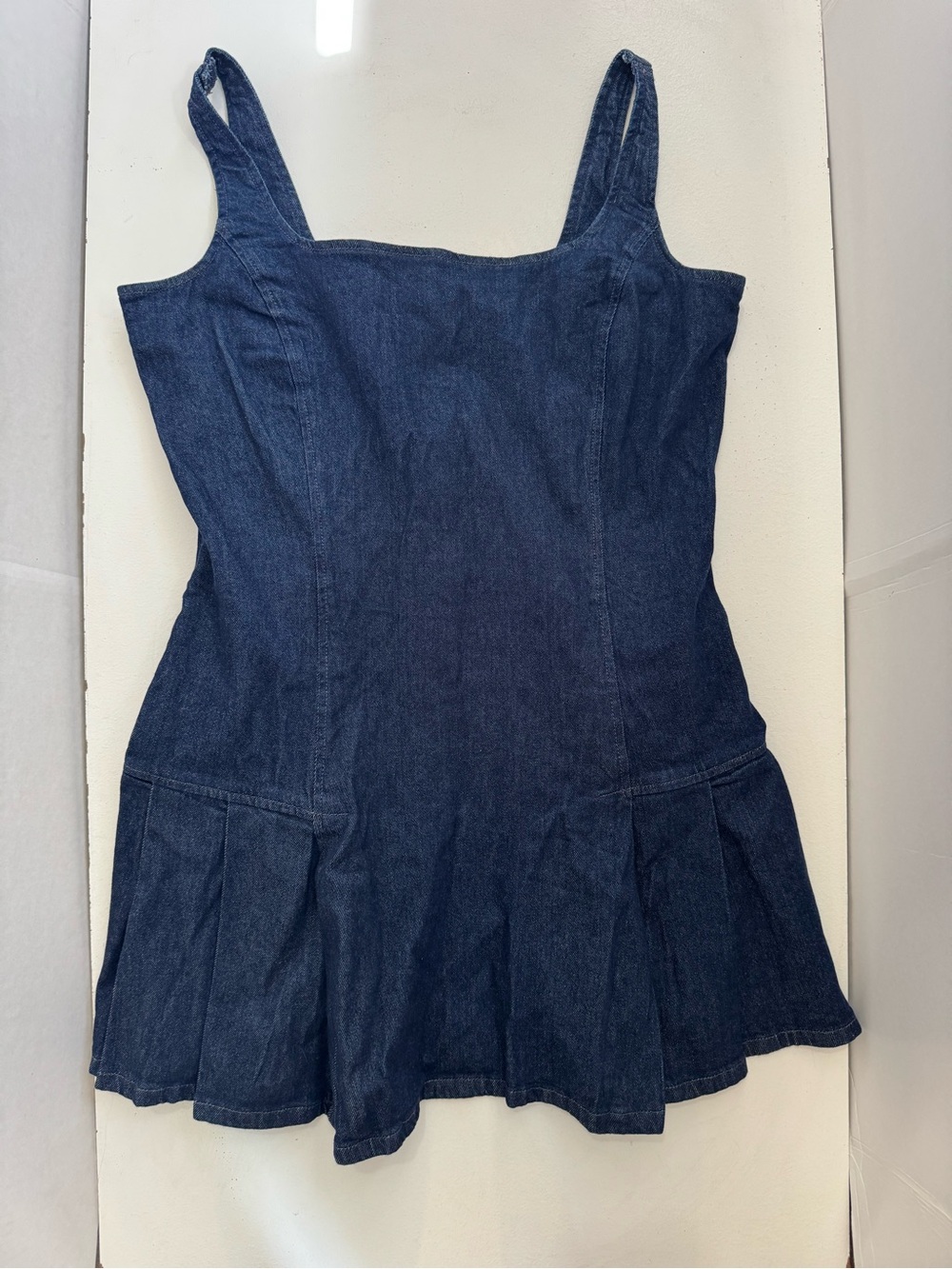 NWT GAP Women’s Dark Wash Denim Side Pleat Mini Dress Size large